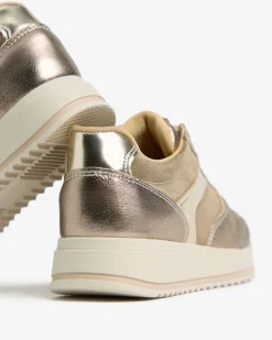 Nero Giardini Sneakers Teen da Ragazza in Pelle, Camoscio e Materiale Tecnico Oro Sale