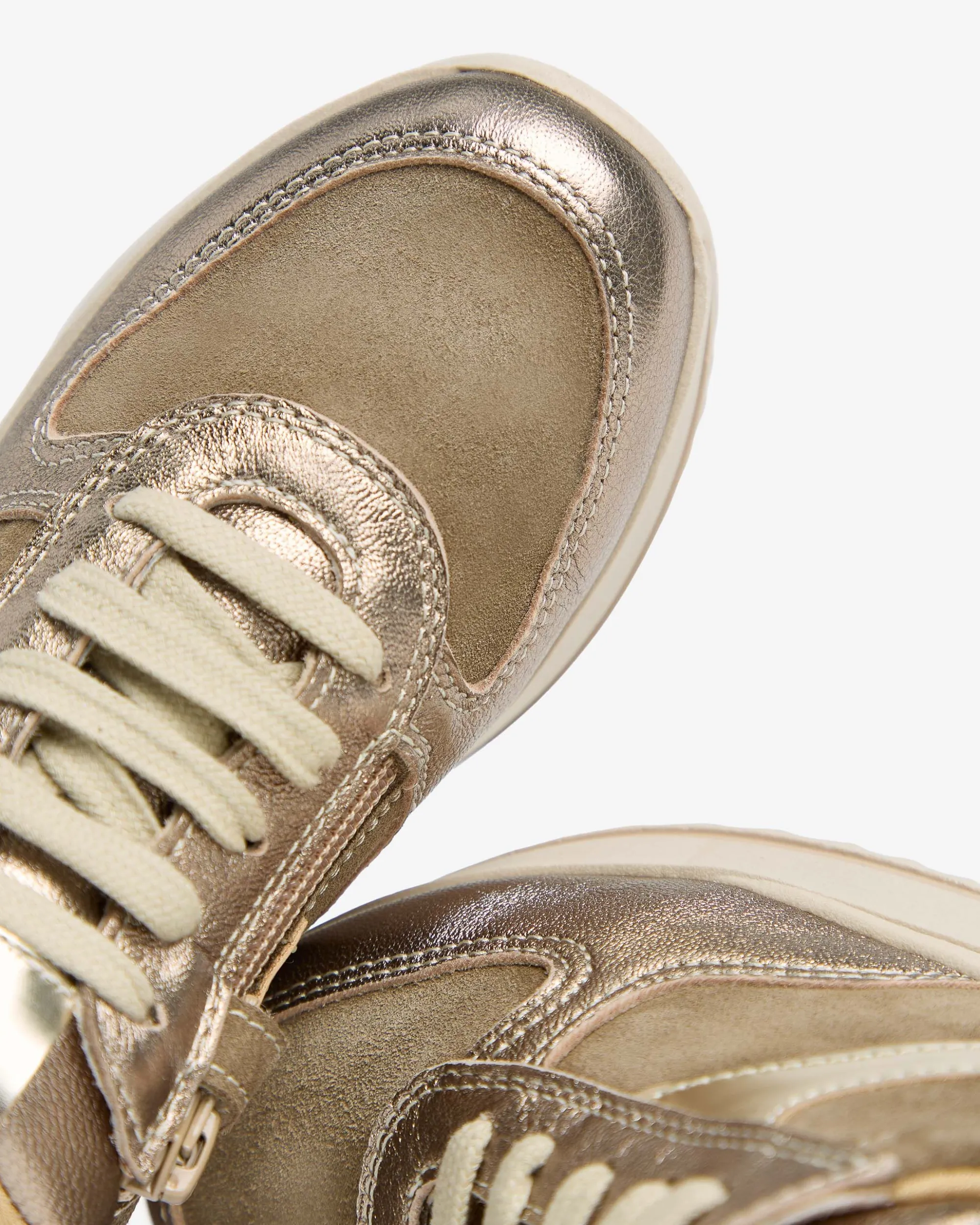 Nero Giardini Sneakers Teen da Ragazza in Pelle, Camoscio e Materiale Tecnico Oro Sale