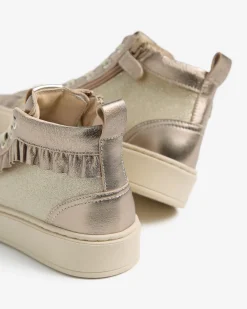 Nero Giardini Sneakers Teen da Ragazza in Pelle e Materiale Tecnico Oro Outlet