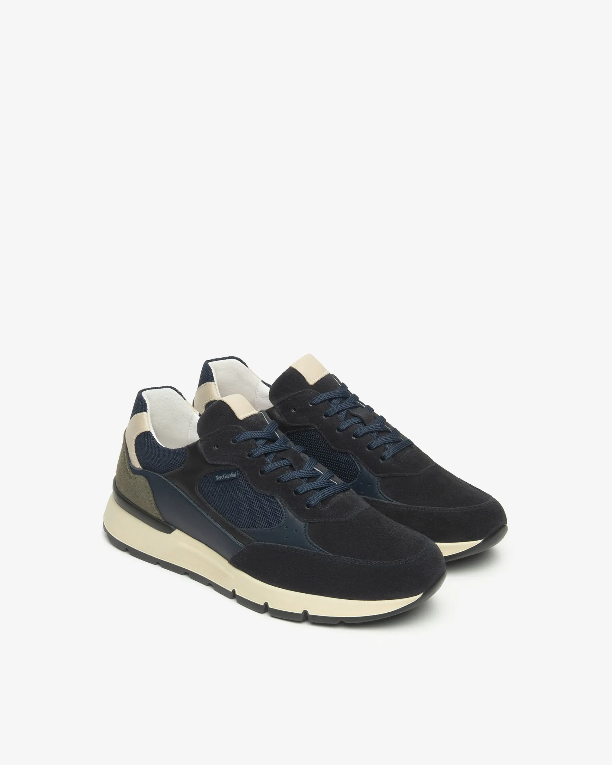 Nero Giardini Sneakers Uomo in Camoscio, Pelle e Tela Hot