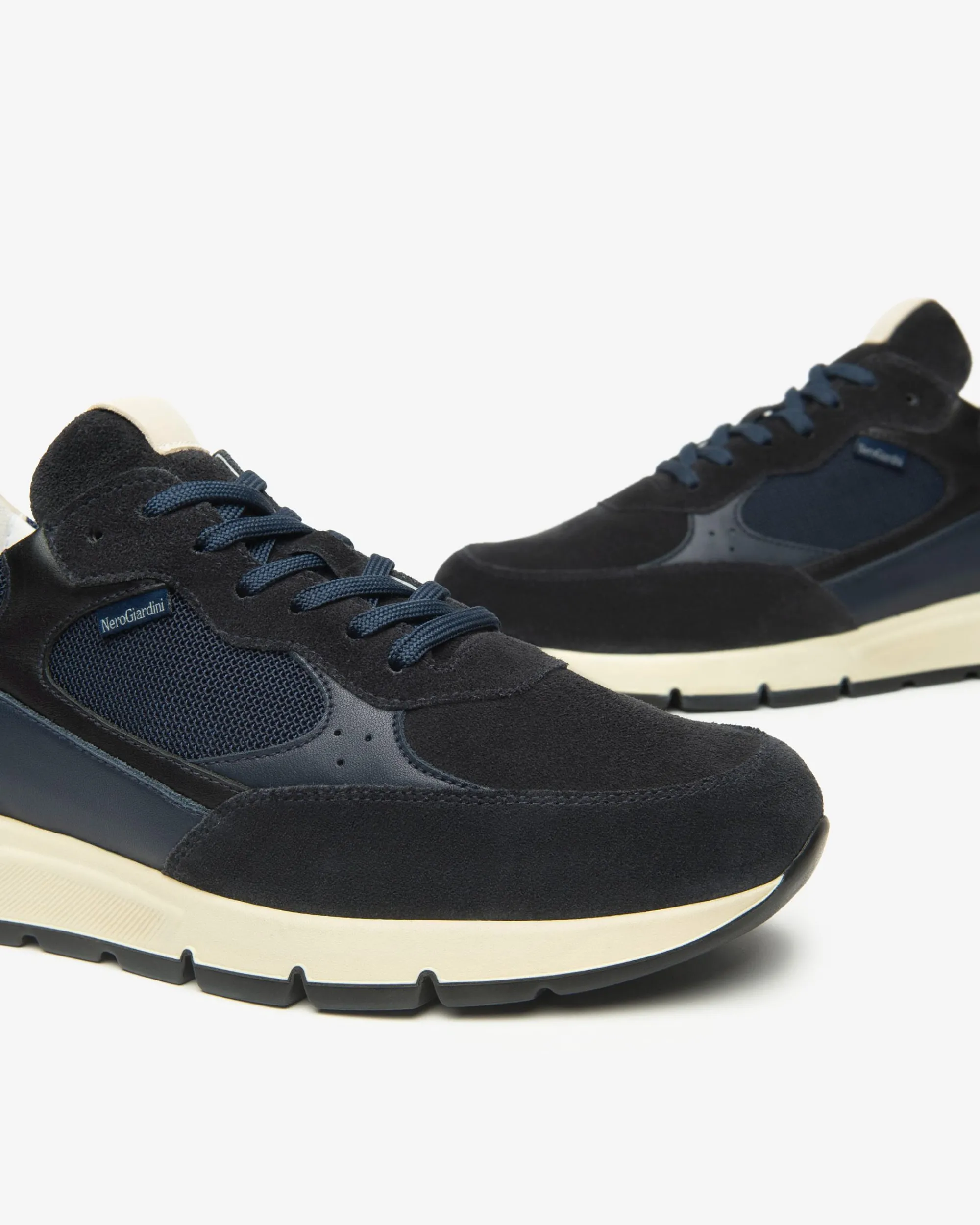 Nero Giardini Sneakers Uomo in Camoscio, Pelle e Tela Hot