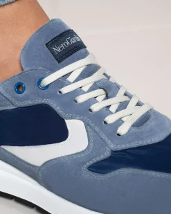 Nero Giardini Sneakers Uomo in Camoscio, Pelle e Tela Avio Hot