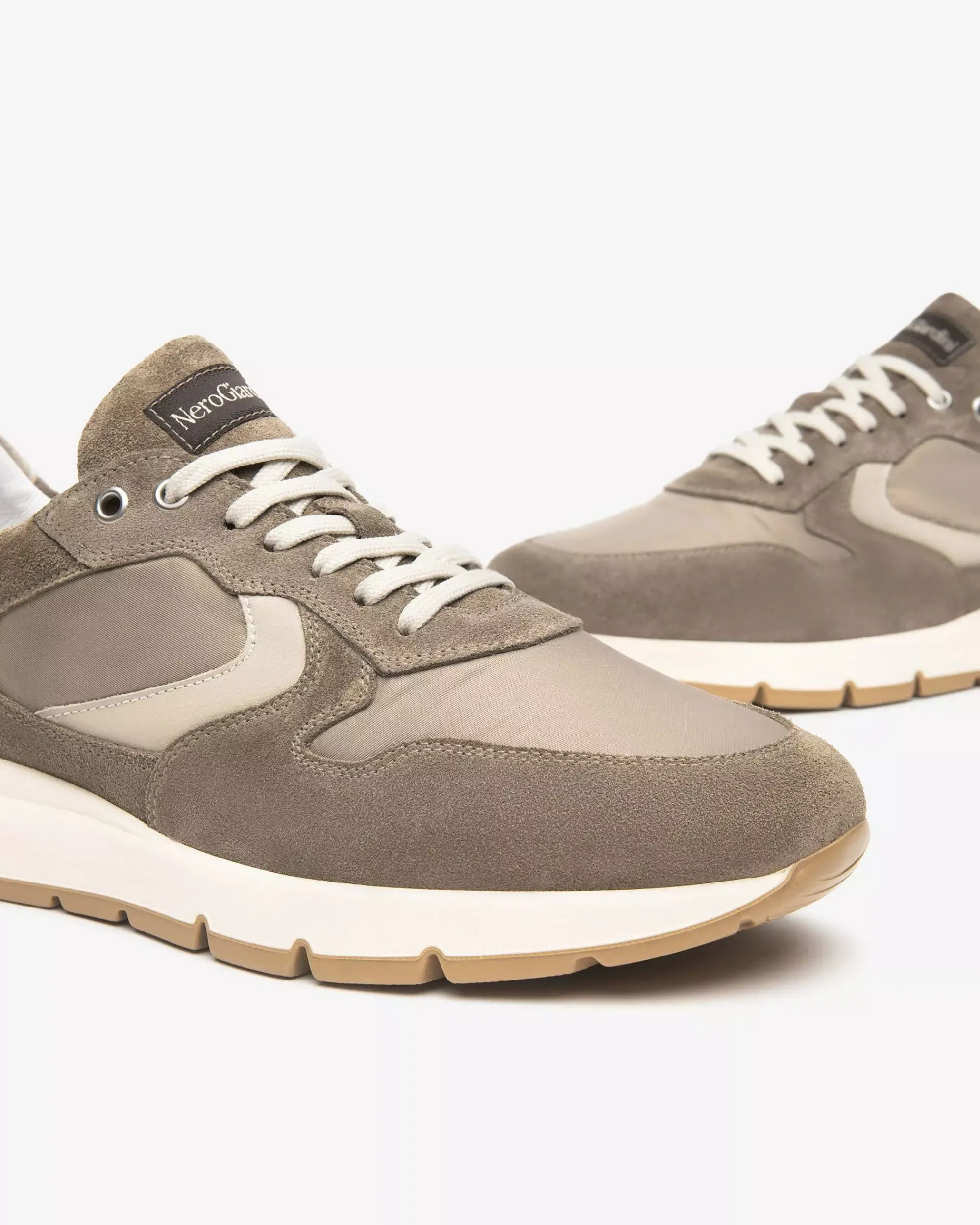 Nero Giardini Sneakers Uomo in Camoscio, Pelle e Tela Beige Sale