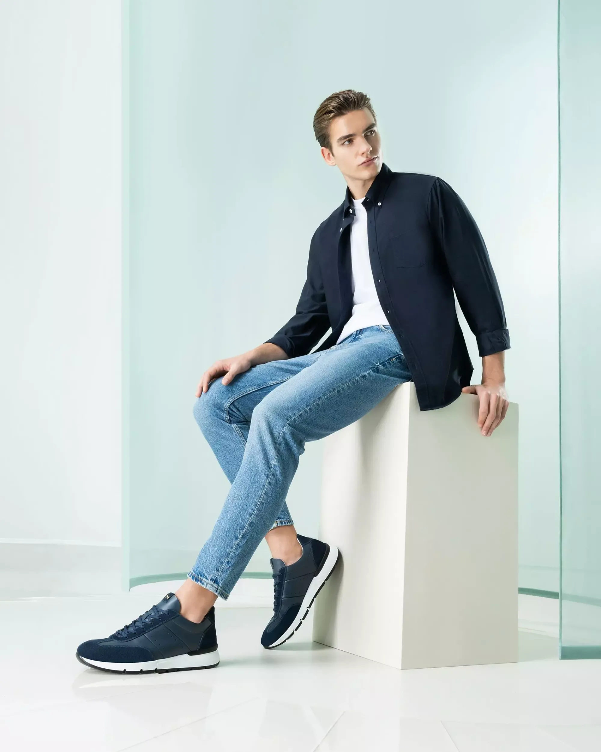 Nero Giardini Sneakers Uomo in Pelle e Camoscio Discount