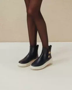Nero Giardini Stivaletti Chelsea Donna in Pelle Nero Sale