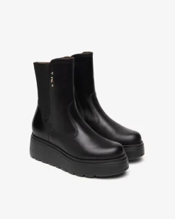 Nero Giardini Stivaletti Donna in Pelle e Tessuto Nero Hot