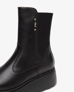 Nero Giardini Stivaletti Donna in Pelle e Tessuto Nero Hot