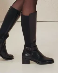 Nero Giardini Stivali Donna in Pelle e Tessuto Nero Clearance