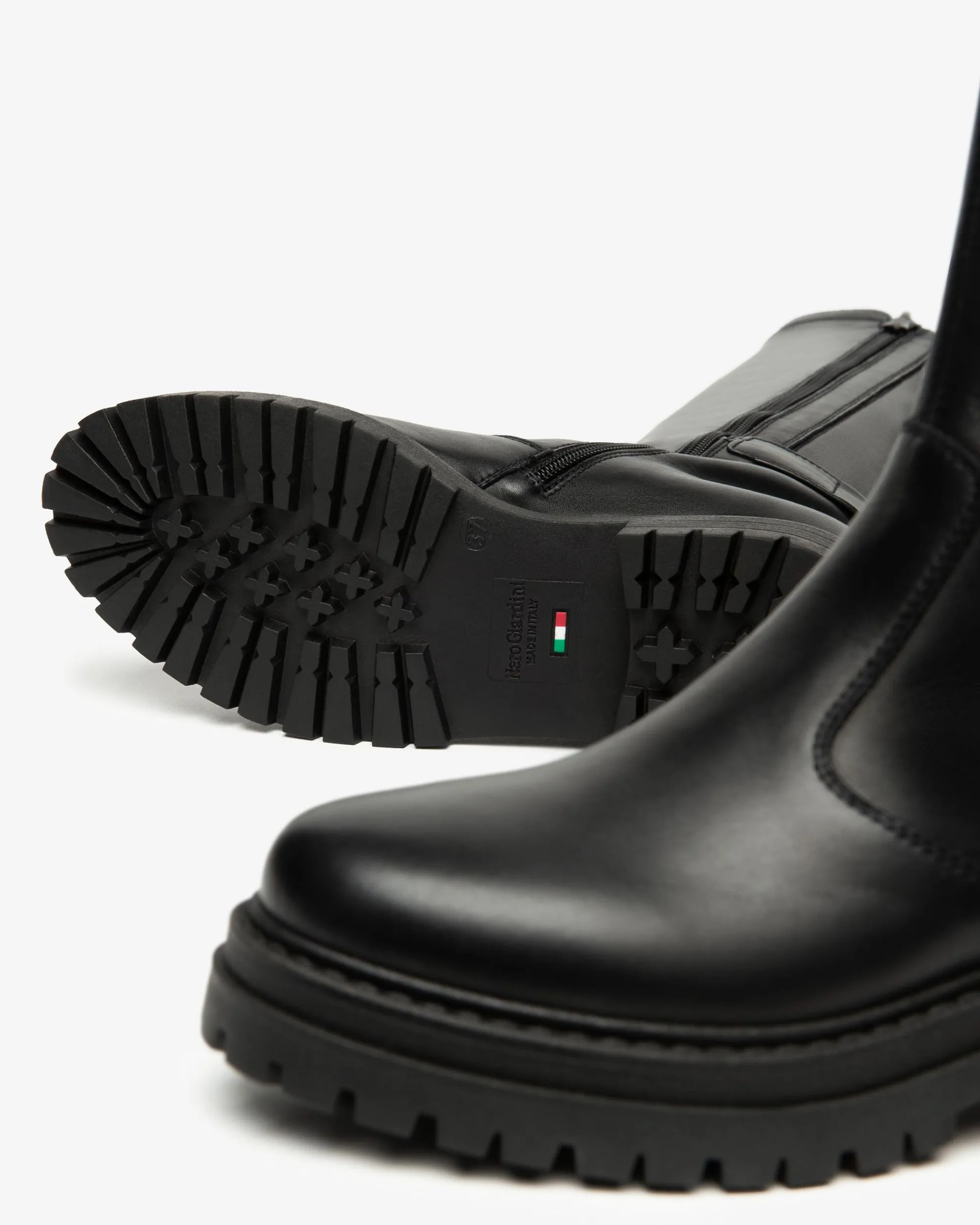 Nero Giardini Stivali Donna in Pelle e Materiale Tecnico Nero Hot