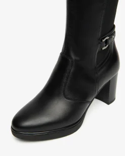 Nero Giardini Stivali Donna in Pelle e Tessuto Nero Discount