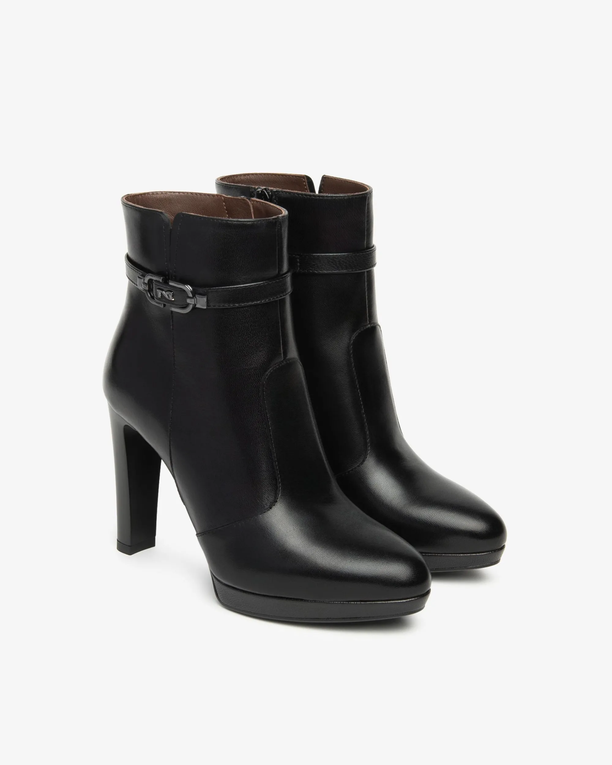 Nero Giardini Tronchetti Donna in Pelle Nero New